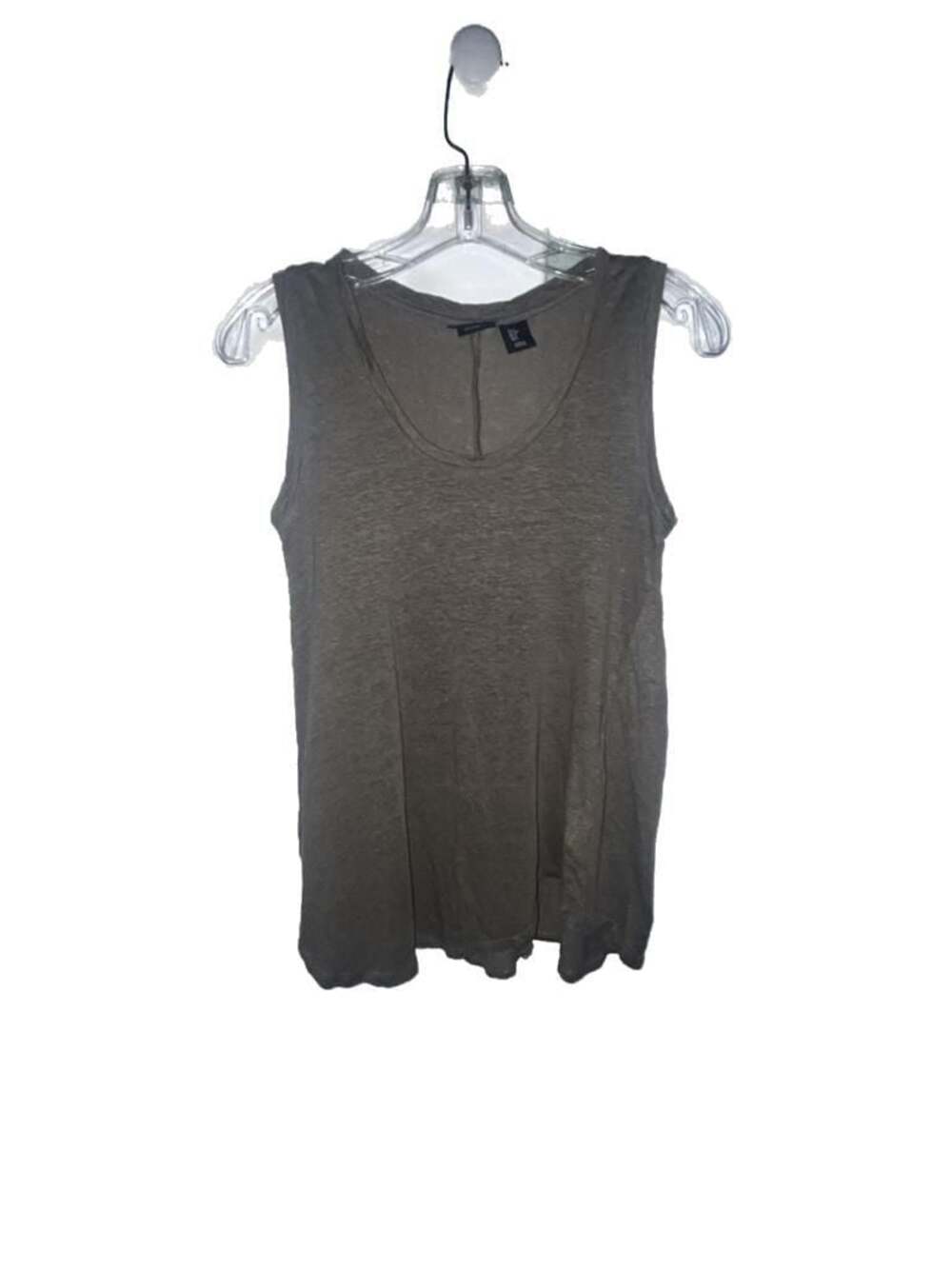 Tahari Women's 100% Linen Scoop Neck Tank Top Olive Green Size Small